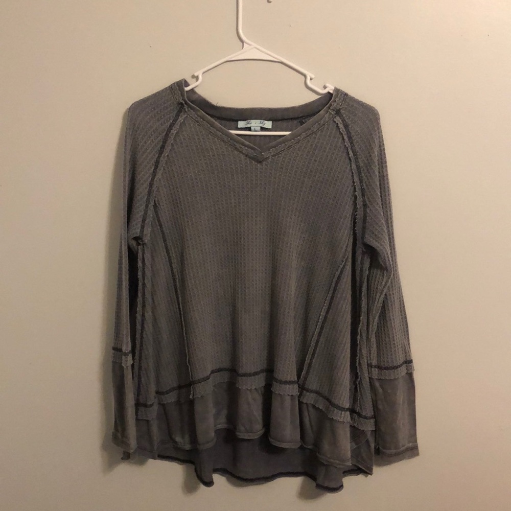 Blue/Gray She and Sky Long-Sleeve Top
